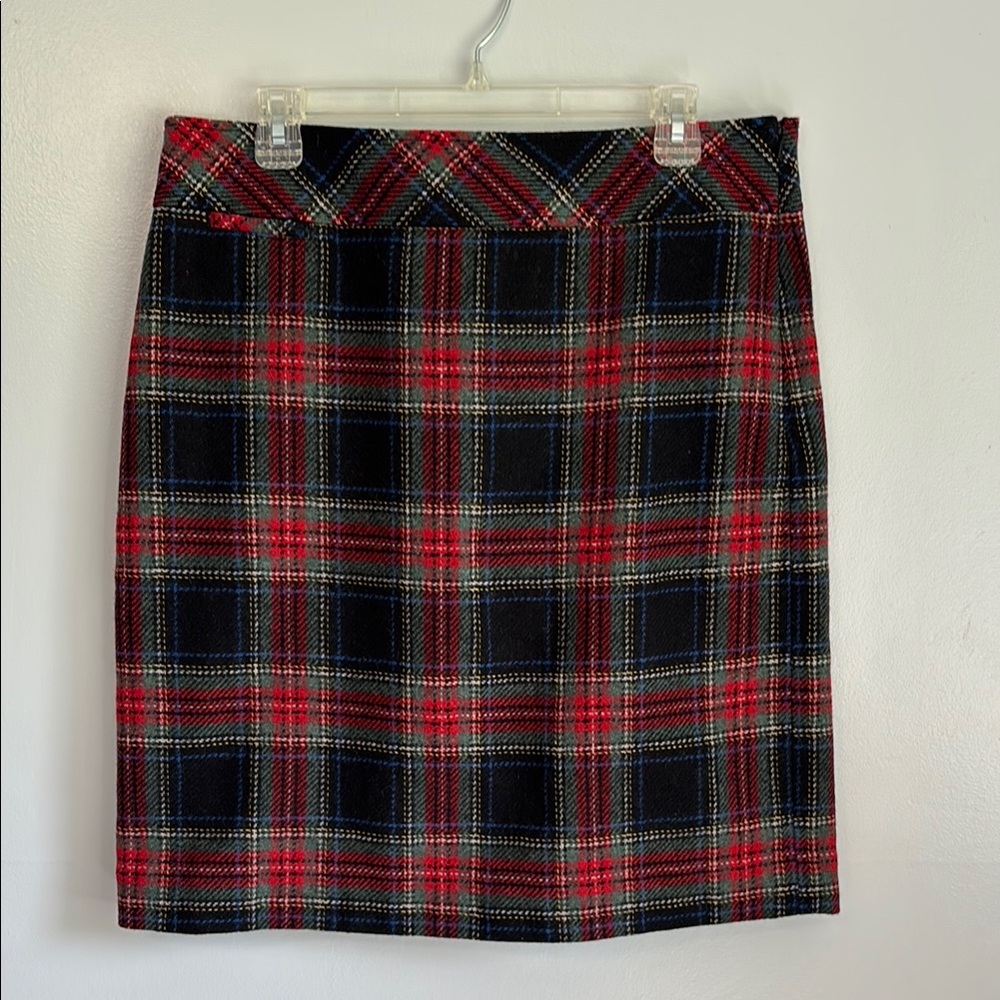L.L. Bean Red and Black Plaid Pencil Skirt - Picture 2 of 12